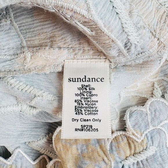 Sundance Blue Floral Embroidered Beaded Silk Dress Sz XS Romantic Wedding Guest - Picture 9 of 12